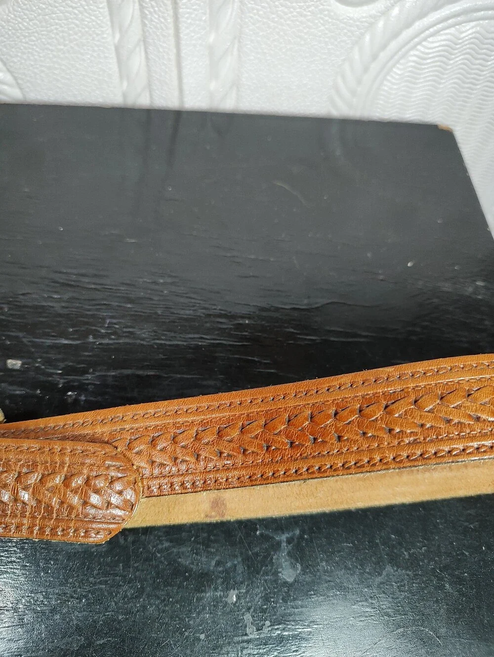 Genuine Tan Leather Belt with Gold Tone D-Ring Buckle Size 36